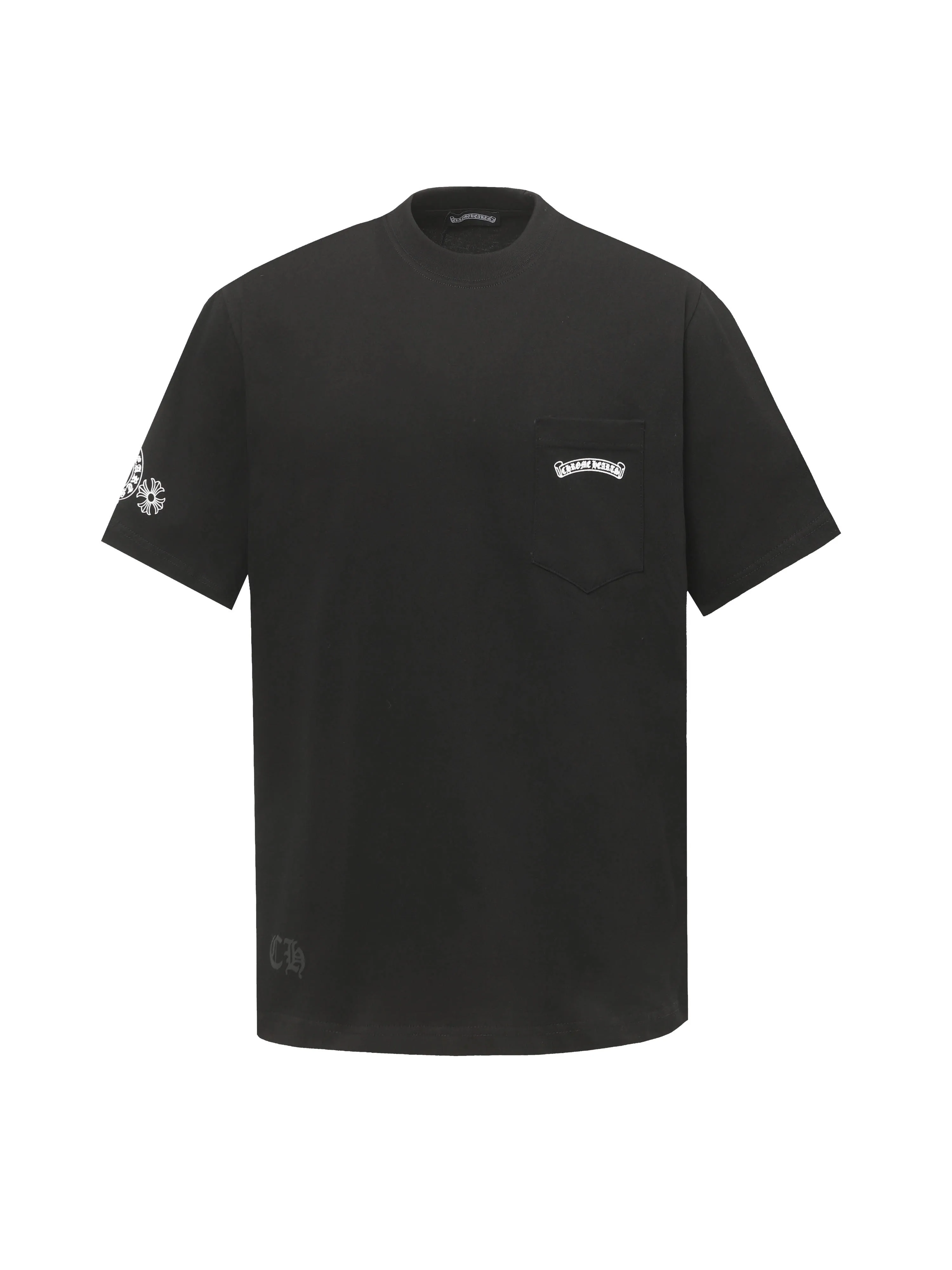 🅿️170 Chrome hearte/Chrome heart ch 25ss early spring new Sanskrit printed short-sleeved T-shirt. A must-have item for daily commuting for men and women in light luxury. The correct version is welcome to compare. Detailed features: ·280 grams of 100% pure cotton double yarn jersey fabric. ·Custom-dyed in the same vat with special thickened 32 counts of double-strand 1x1 thread. ·Double-needle cross-stitch technology. ·Original main mark washed hangtag. Color: black white. Size: XS-L
